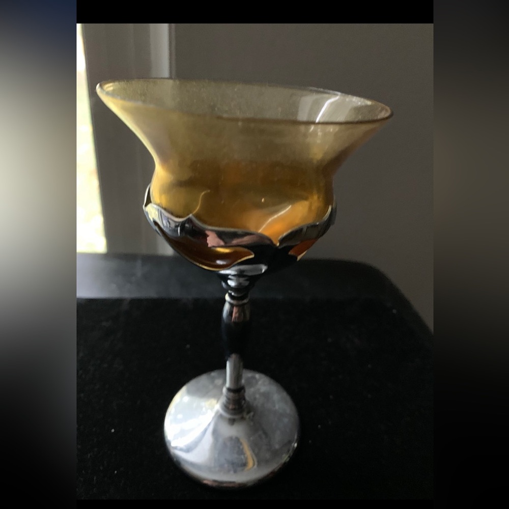 Early 30’s Cambridge Glass & Farber Bros. Chrome Amber colored  Goblet